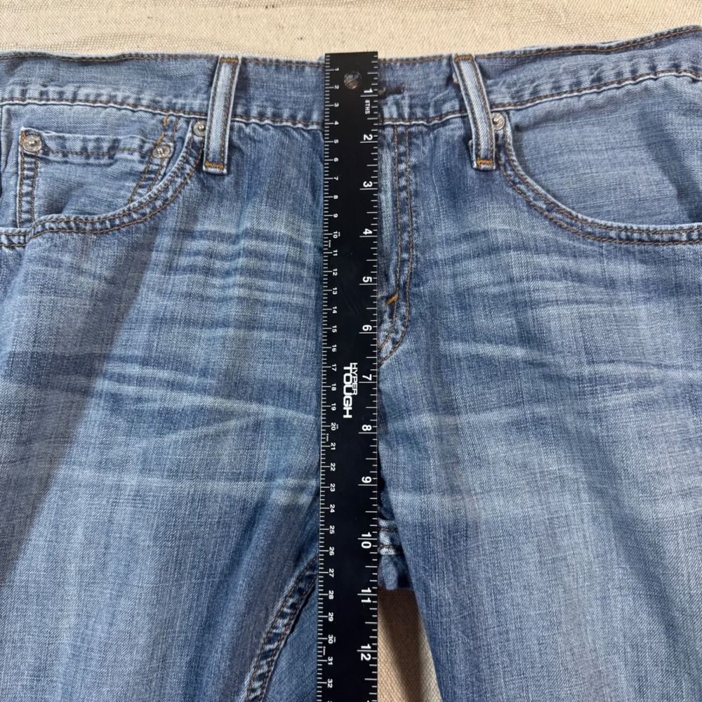 Levi's 527 Slim Bootcut Jeans Mens W32 L34 Blue Medium Wash Whiskering Cotton - Picture 10 of 12